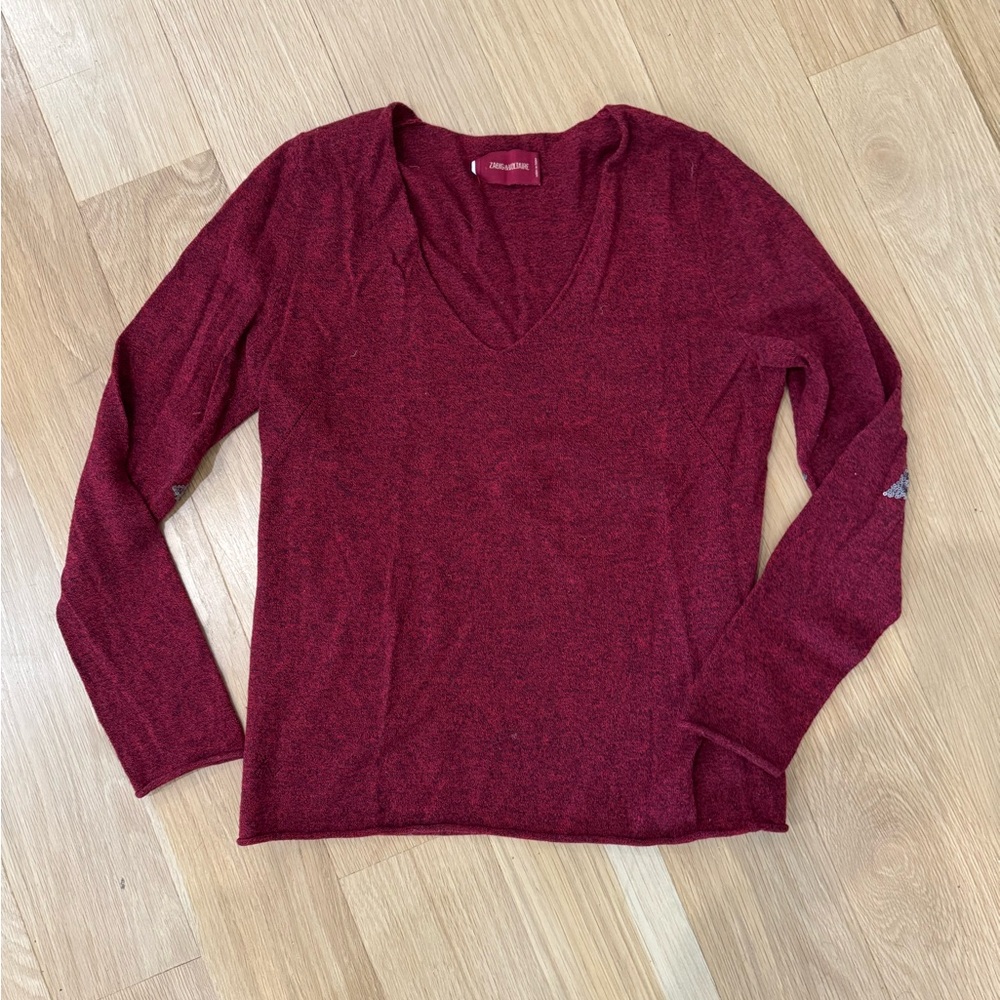 Zadig & Voltaire Deep Red Wool and Cashmere Top.